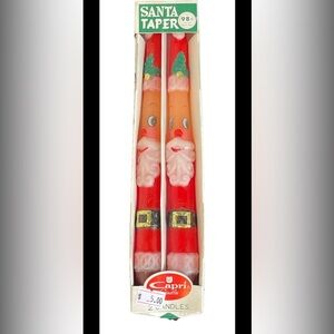Vintage Capri Christmas Candles Santa Claus Red Tapers - Pair 10" NIB 1967